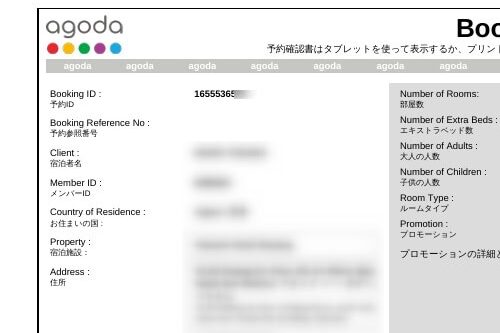 Agodaの予約表